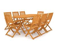 Ensemble de jardin pliable en acacia - VIDAXL - 9 pièces - Marron - Table ovale pliable