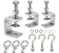 Lot de 9 serre-joints en C en acier inoxydable - Ouvertures de pin de 30 mm - Pince de table avec vis à anneau M8 - Crochet à vis - Bornes à vis en métal pour bricolage, travail du bois, travail du