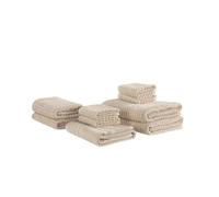 Lot de 9 serviettes de bain en coton beige ATAI