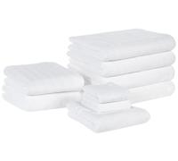 Lot de 9 Serviettes de Bain Luxe en Coton Doux Motif Chevron Blanc Mitiaro