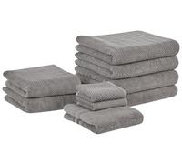 Lot de 9 Serviettes de Bain Luxe en Coton Doux Motif Chevron Gris Mitiaro