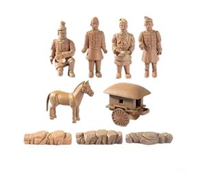 Lot de 9 statues miniatures de guerriers en terre cuite pour mousse | Figurines de l'armée en terre cuite, statues anciennes miniatures, modèles en résine, paysage de mousse