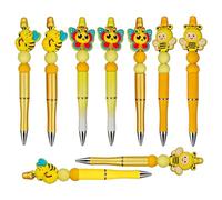 Lot de 9 stylos à encre gel avec poignée antidérapante - Stylos à encre gel sur le thème des abeilles de dessin animé - pour journal, fabrication de porte-clés, bijoux, scrapbooking, garçons et filles