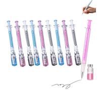 Lot de 9 stylos à encre gel en forme de seringue, stylos à encre gel créatifs en forme de seringue pour accessoires amusants d'infirmière, stylo neutre pour fournitures de bureau, couleur du corps