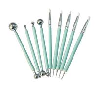 Lot de 9 stylos à modeler pour sculpture - Outil de poterie fimo - Kit d'outils de sculpture d'argile et pointe en caoutchouc souple - Outil de sculpture - Vert