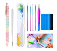 Lot de 9 stylos de désherbage en vinyle - Outils de précision rétractables de couleur dégradée avec pointes de stylet - Idéal pour les travaux manuels en vinyle, HTV, habillage de voiture et papier