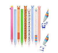 Lot de 9 stylos gel effaçables avec encre gomme thermosensible, 0,7 mm, avec motifs animaux, couleur de l'encre bleue, idéal comme cadeau pour Pâques, la rentrée des classes, pour l'école et les