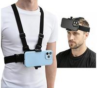 Lot de 9 supports pour smartphone et caméra d'action - Sangle de poitrine + bandeau POV Mount pour GoPro Hero, Insta360 X3/X4, DJI Osmo Pocket 3 et smartphones jusqu'à 8,5 cm de large