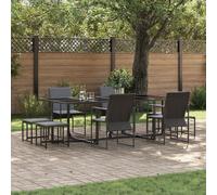 Lot de 9 tabourets de jardin en textilène noir et gris foncé