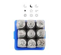 Lot de 9 tampons à bijoux avec accessoires de design Celestials pour personnaliser les tampons métalliques et les projets de bricolage