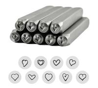Lot de 9 tampons tendance en acier robuste en forme de cœur 3 mm pour la fabrication de bijoux et projets en cuir