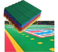 Lot de 9 Tapis de Sol modulaires emboîtables en PP, for Terrain de Basket-Ball extérieur, école Maternelle, Bricolage, Drainage Rapide, 34 x 34 cm(Blue)