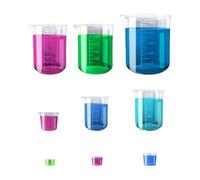 Lot de 9 tasses à mesurer petites tasses à mesurer, 10 ml, 15 ml, 20 ml, 30 ml, 50 ml, 100 ml, 150 ml, 200 ml, 500 ml, bol double face, clair et précis, verre doseur de précision résistant à la