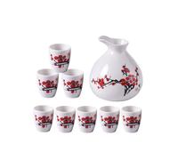 Lot de 9 tasses à saké, 1 pot à saké et 8 tasses à saké