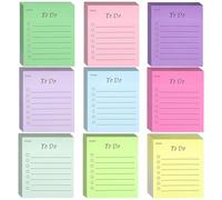 Lot de 9 To Do List Blocs Notes, Notes Autocollantes avec Lignés 9 Couleur Sticky Notes Adhésives Notes Autocollants Colorés Bloc-notes Blocs de Notes Adhésives pour Bureau Maison École