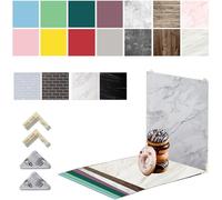 Lot de 9 Toiles de Fond Double Face pour Photographie - 18 Motifs - Imperméables et réutilisables - 61 x 61 cm - Accessoires pour Produits Alimentaires, Bijoux, cosmétiques - Orange Peau Bleue