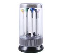 Lot de 9 tournevis colorés avec base rotative et 9 embouts de rechange dans un étui de rangement pour montre, téléphone, lunettes, outils de technicien professionnel
