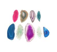 Lot de 9 tranches d'agate avec trous - Pierre précieuse avec trous percés - Décoration de mariage - Disques d'agate naturelle du Brésil - Table à manger - Carillon éolien, Agate, Pas de