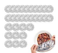 Lot de 90 couvercles alimentaires réutilisables en feuille d'aluminium | Couvercles de bol élastiques | Taille réglable | Isolation et conservation de la fraîcheur | Pour bols de cuisine, résistants à
