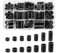 Lot de 90 espaceurs en plastique ABS - Ronds - Noir - Manchons d'espacement M6 M8 - Espaceurs muraux et vis en nylon - Espaceurs de colonnes non filetés - Avec boîte de rangement