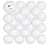 Lot de 90 lanternes en papier blanc de 20,3 cm à suspendre - Lanternes chinoises et japonaises en papier pour mariage, fête d'anniversaire, décorations de maison
