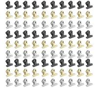 Lot de 90 mini trombones bouledogue en métal avec ressort solide de 22 mm - Pinces à lettre en métal - Pinces à papier à charnière - Clips multi-fonctions pour photos, bureau et cuisine - 3 couleurs