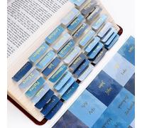 Lot de 90 onglets bleus de la Bible pour hommes et garçons, marque-pages laminés à grand imprimé, onglets d'index imperméables, kit de guide de fournitures d'étude, cadeaux chrétiens de baptême pour