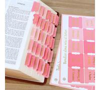 Lot de 90 onglets de Bible espagnoles roses pour femme, Pestañas para Biblia en Español, imperméables et mignonnes (feuille d'or gaufrée), fournitures d'étude, cadeaux de baptême chrétiens pour