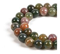 Lot de 90 perles rondes en agate indienne naturelle de 4 mm (agate indienne, 90 perles de 4 mm)