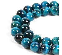 Lot de 90 perles rondes en pierre précieuse œil de tigre aigue-marine naturelle de 4 mm, pour la fabrication de bijoux, 39,4 cm, 1 fil (œil de tigre aigue-marine, 4 mm, 90 perles)
