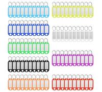 Lot de 90 porte-clés inscriptibles - 9 couleurs - Organisateur de clés avec anneau, étiquette pour accessoires de voiture, étiquettes pour valises, animaux domestiques, clés