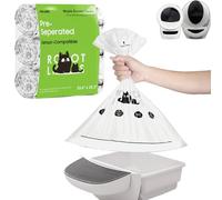 Lot de 90 sacs à litière pour chat robot 4 et 3 sacs à déchets, sans déchirure, sacs à litière automatiques, capacité de 24 à 38 litres, blanc