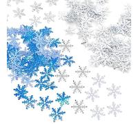 Lot de 900 confettis en forme de flocon de neige - Décoration de table de Noël - Bleu argenté