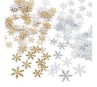 Lot de 900 confettis en forme de flocons de neige blancs et dorés - Décoration d'hiver et de Noël - Petite décoration de table - Nouvel An - Pour fête de Noël