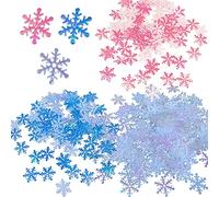 Lot de 900 confettis flocon de neige de 2 cm, blanc, rose, bleu, flocons de neige artificiels, bricolage, adaptés pour décorer les mariages, les fêtes d'anniversaire, Noël