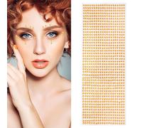 Lot de 900 pierres à paillettes autocollantes - Pierres strass - 4 mm - Visage doré - Pierres rondes - Pierres décoratives pour l'artisanat, la décoration des ongles et du visage