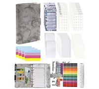 Lot de 92 classeurs à anneaux A6 - En cuir - 6 trous - Pour ordinateur portable - Avec carte budgétaire, calendrier, carte, sac en PVC, papier de recharge et autocollants d'étiquettes