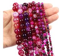 Lot de 92 perles en pierre naturelle en jade obsidienne œil de tigre pour la fabrication de bracelets, colliers, accessoires de 4 à 12 mm, agate rouge rose, 4 mm
