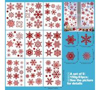 Lot de 93 autocollants statiques pour fenêtre de Noël pour créer une ambiance festive avec des motifs élégants (rouge)