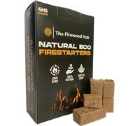 Lot de 96 allume-feux en bois naturel respectueux de l'environnement - Allume-feu en fibre de bois durable, parfaits pour les brûleurs à bois, les foyers, les fours à pizza et les barbecues.