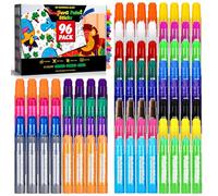 Lot de 96 bâtons de peinture Tempera, 24 couleurs, non toxiques, solides pour enfants, sans désordre, séchage rapide, lisses et lavables, fonctionne parfaitement sur le papier, le bois, le verre, la