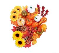 Lot de 96 décorations d'automne - Citrouille artificielle - Feuille d'érable - Pomme de pin - Baie - En PVC - Réaliste - Centre de table - Couronne de Thanksgiving - Accessoire photo éducatif