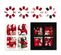 Lot de 96 faux ongles à paillettes confortables et réutilisables pour un usage quotidien Noël