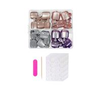 Lot de 96 faux ongles d'orteils à presser - Effet œil de chat - Brillants et réutilisables - Finition UV - Faux ongles en acrylique - Faux ongles français avec motif