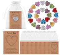 Lot de 96 jetons de poche en forme de cœur avec 96 cartes de vœux positives pour ami - Cadeau inspirant pour la pensée de vous, les collègues de l'équipe, la famille