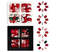 Lot de 96 ongles en plastique à presser - Motif flocons de neige blancs - Faciles à utiliser - Motif flocons de neige - Pour Noël