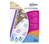 Lot de 96 onglets adhésifs imprimables et repositionnables Avery - couleurs assorties