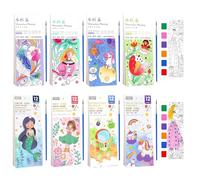Lot de 96 pages d'aquarelles portables - Livre de coloriage à l'eau magique - Livre de coloriage avec pinceau - Blocs de coloriage pour enfants - Papier aquarelle pour garçons et filles - 5+