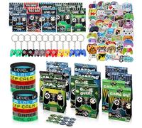 Lot de 96 petits cadeaux d'anniversaire d'enfant avec autocollants Doodle, sac à sucre de dessin animé, bracelet en silicone, mini carnet et porte-clés, stylo de poche pour enfants