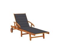 Lot de 2 Chaises Longues avec Table avec Coussins Transat Acacia Solide vidaXL